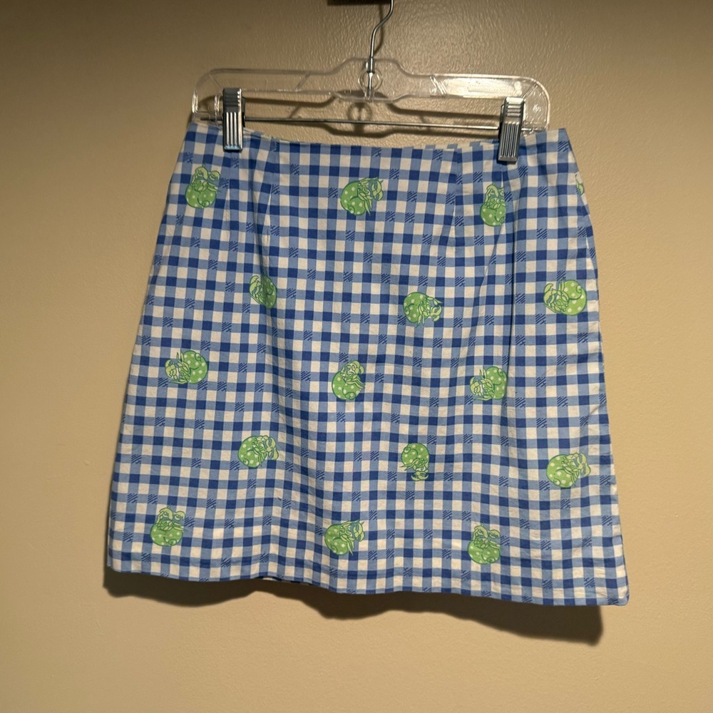Lilly Pulitzer Blue Gingham Skirt Hermit crab size 2